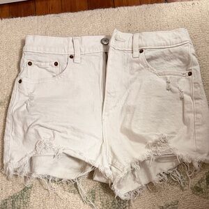 Abercrombie & Fitch White Distressed Jean Shorts
